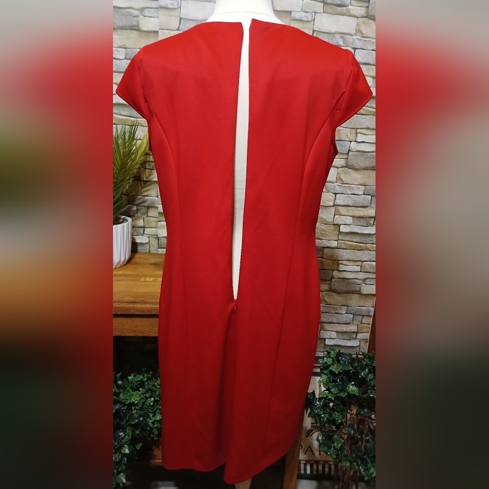Studio One Size 16 Vibrant Red Shift Dress‎ Coquette Evening - Picture 3 of 5